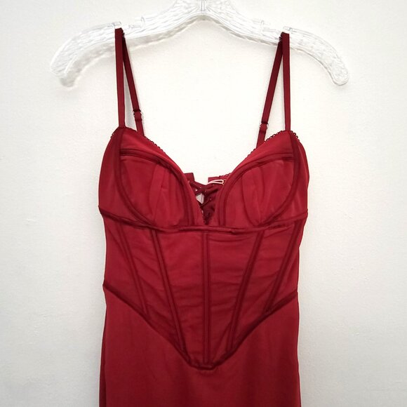 House of CB NWT Red Romy Mesh Corset Bodycon Maxi Dress SMALL REG CUP - Picture 8 of 12